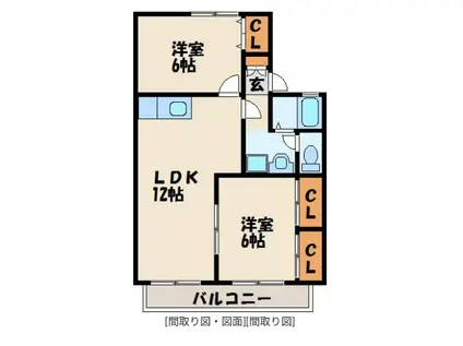 セジュールミニヨン(2LDK/2階)の間取り写真