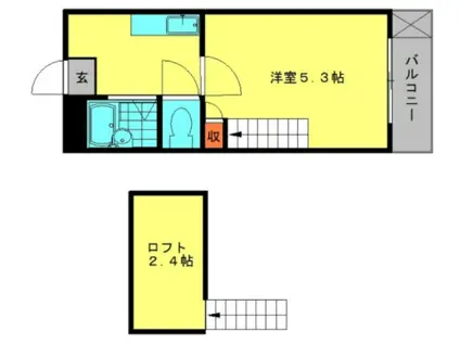 メルティングホーム(1K/1階)の間取り写真