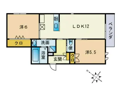 ISOLA板付(2LDK/2階)の間取り写真