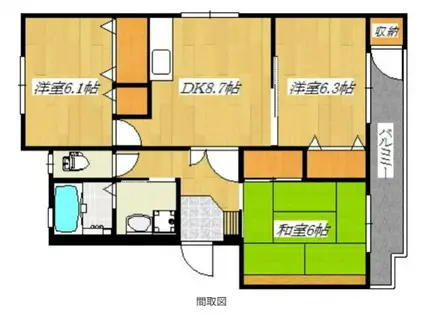 フローリッシュ瑞穂Ⅱ(3DK/3階)の間取り写真