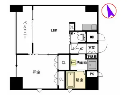 エスティメゾン井尻(1LDK/5階)の間取り写真
