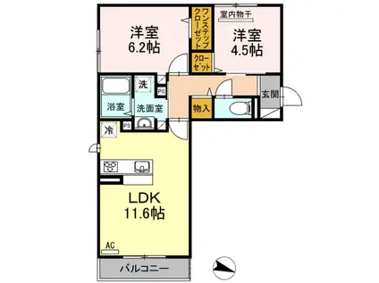D-ROOM西長住 弐番館(2LDK/2階)の間取り写真