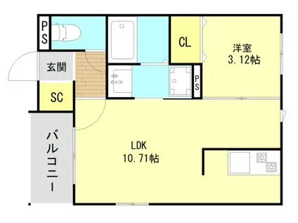 ラシックランテ若葉台西(1LDK/1階)の間取り写真
