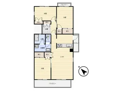 パークハイツ春日31号棟(3LDK/2階)の間取り写真