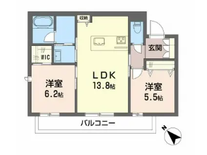 ボヤージュ春日(2LDK/2階)の間取り写真