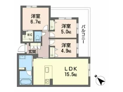 ボヤージュ春日(3LDK/3階)の間取り写真
