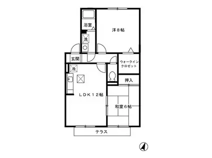 ハイカムールリヴェールⅡ(2LDK/1階)の間取り写真