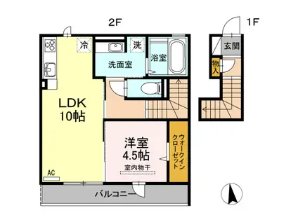 ブラン惣利(1LDK/2階)の間取り写真
