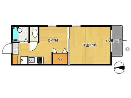 フレグランス川久保(1DK/1階)の間取り写真