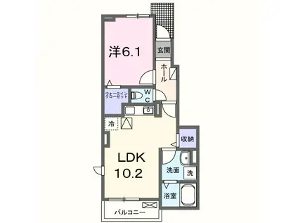 モンフル柏原 Ⅱ(1LDK/1階)の間取り写真