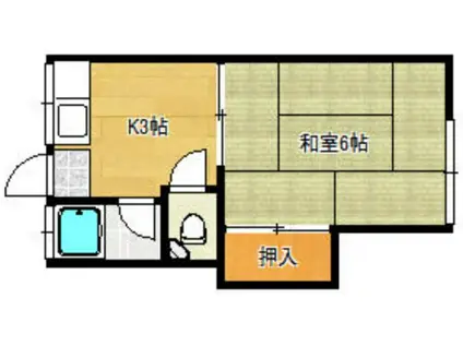 メゾンタキ井尻A(1K/2階)の間取り写真