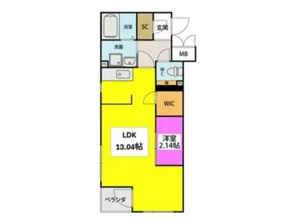 レジデンシャルジェム井尻(1LDK/5階)の間取り写真