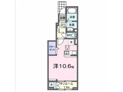 WISTERIA Ⅷ(ワンルーム/1階)の間取り写真