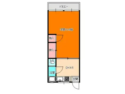 糸山ビル(1DK/2階)の間取り写真