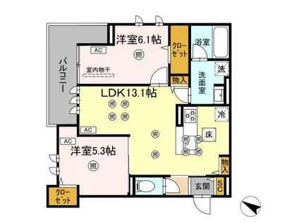 GRANDVALLEY 博多(2LDK/1階)の間取り写真