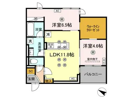 GRANDVALLEY 博多(2LDK/2階)の間取り写真