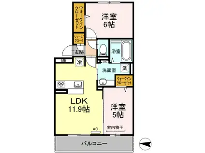 グラースT(2LDK/3階)の間取り写真