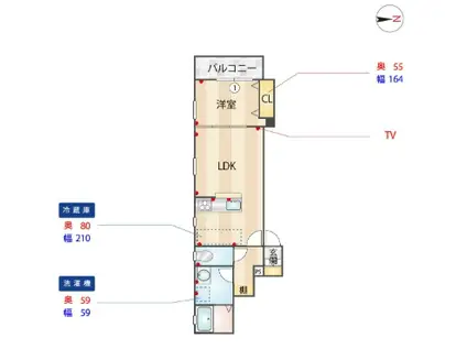 サフィオ壱番館(1LDK/2階)の間取り写真
