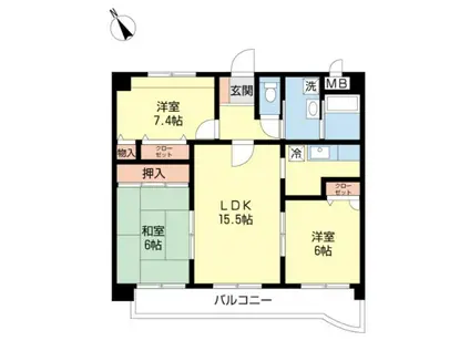 ベリーテ(3LDK/3階)の間取り写真