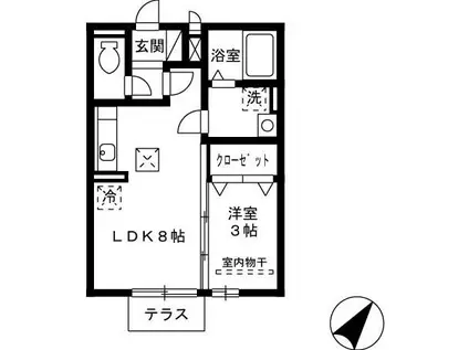 ロイヤルコート東那珂(1LDK/1階)の間取り写真