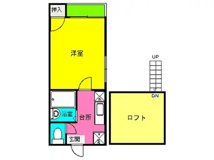 スルー・ヴァリⅡ(1K/2階)の間取り写真