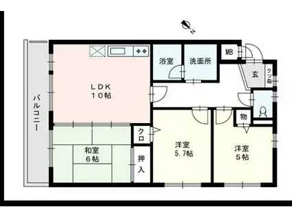 プレザント山浦(3LDK/2階)の間取り写真