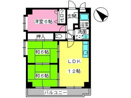 グランシャリオ南大橋(3LDK/4階)の間取り写真