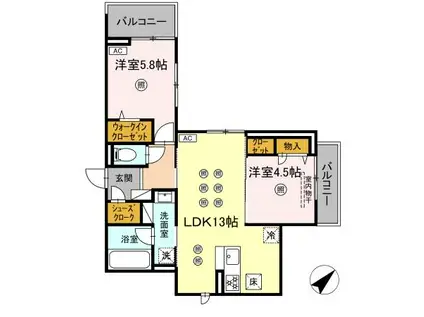 D-RESIDENCE光丘町A棟 A棟(2LDK/1階)の間取り写真