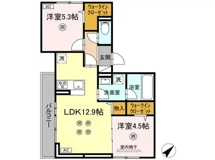 DーRESIDENCE光丘町B棟 B棟(2LDK/3階)の間取り写真