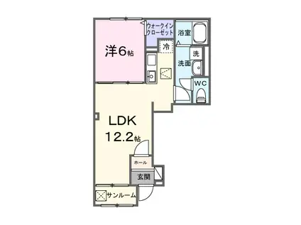 グレイス ケイ(1LDK/1階)の間取り写真