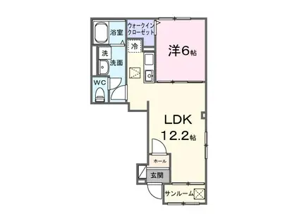 グレイス ケイ(1LDK/1階)の間取り写真