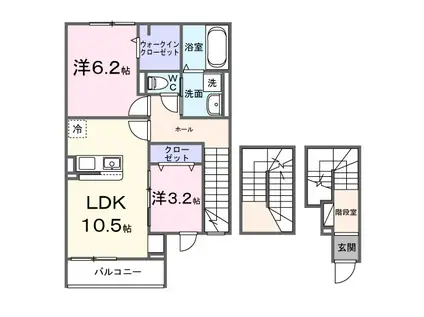 グレイス ケイ(2LDK/3階)の間取り写真