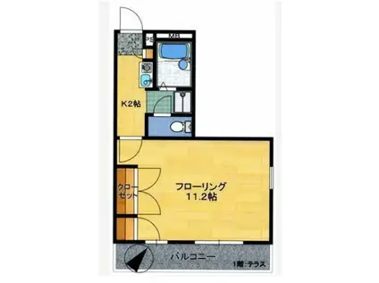 モンテクレーセ(1K/2階)の間取り写真