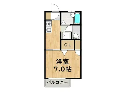 フェアガーデン竹下(1K/2階)の間取り写真