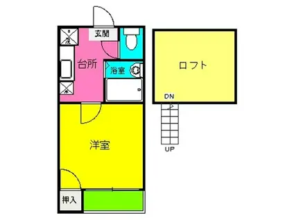 グレイス竹下(1K/1階)の間取り写真