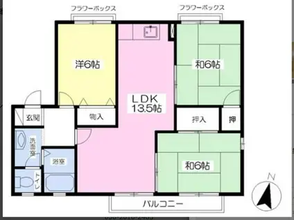 オブジュダールSHIBATA(3LDK/2階)の間取り写真