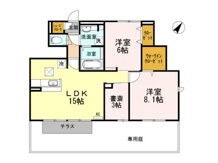 ディアコート(2LDK/1階)の間取り写真