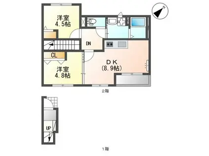 ANNEX HIRO Ⅲ番館(2DK/2階)の間取り写真