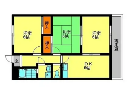 アドバンストラスト26(3DK/1階)の間取り写真