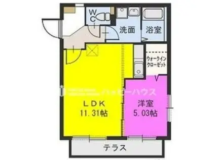 西鉄天神大牟田線 白木原駅 徒歩8分 3階建 築19年(1LDK/1階)の間取り写真