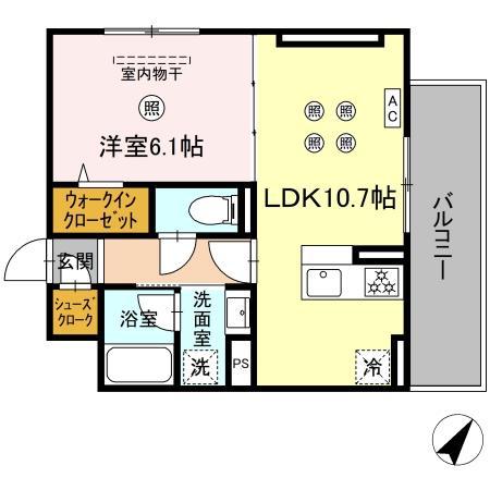 D-ROOM板付(1LDK/3階)の間取り写真