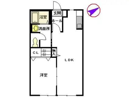 ブライトン麦野A(1LDK/1階)の間取り写真