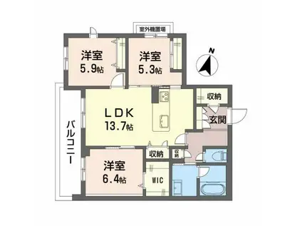 ECRAGE M(3LDK/2階)の間取り写真