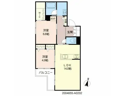 シャーメゾンふぢ(2LDK/2階)の間取り写真