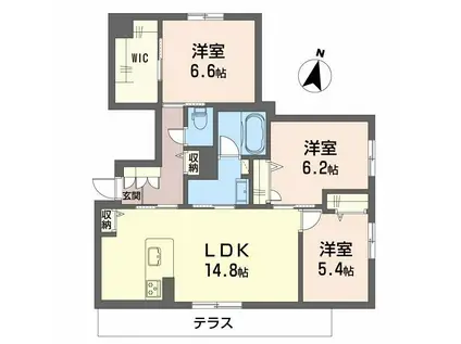 サン ウィステリア(3LDK/1階)の間取り写真