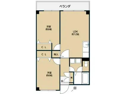 グルーリャ大和(2LDK/2階)の間取り写真