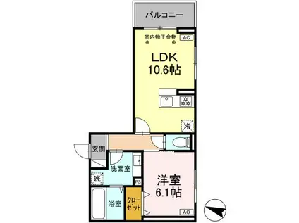 D-ROOM野間大池(1LDK/3階)の間取り写真