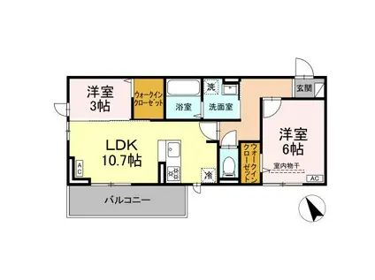 トリシア野多目Ⅱ(2LDK/3階)の間取り写真