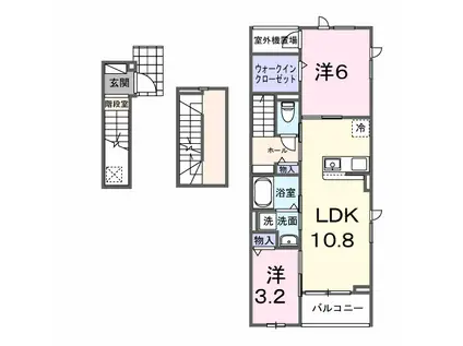 カーサ ラ ルーチェ Ⅰ(2LDK/3階)の間取り写真