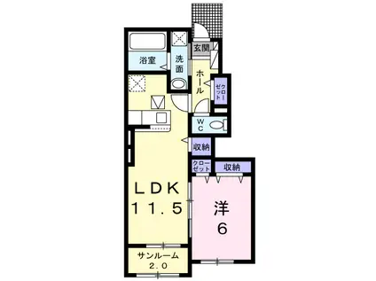 サンコリーヌ(1LDK/1階)の間取り写真